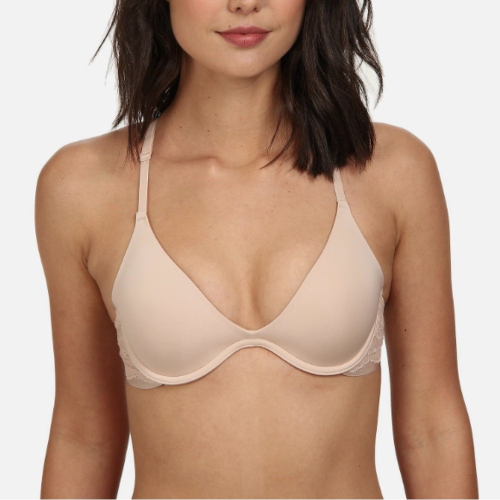 On Gossamer Beautifully Basic Plunge Bra in Champagne Size 36D